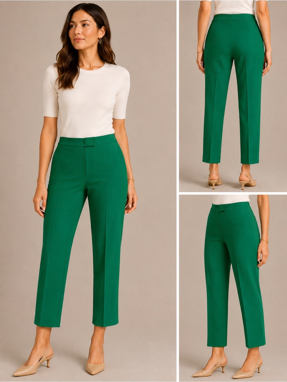 Talbots Green Cropped Straight-Leg Dress Pants